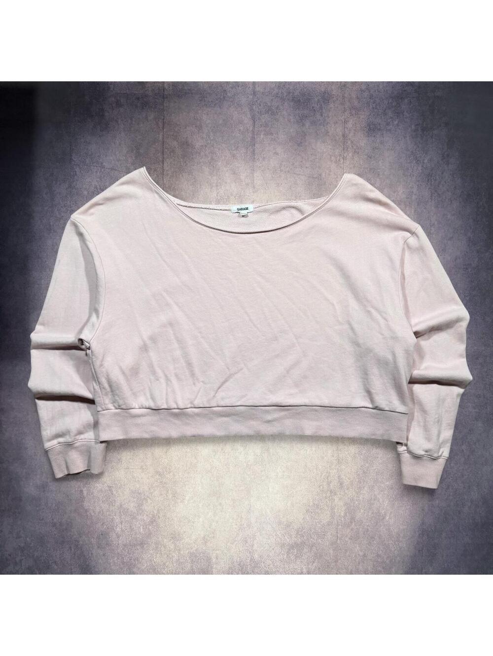 Garage Pink Off the Shoulder Cropped sweatshirt